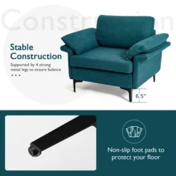Costway Modern Fabric Accent Armchair Upholstered Single Sofa W/ Metal Legs BlueGrey 16 Costway Modern Fabric Accent Armchair Upholstered Single Sofa W/ Metal Legs BlueGrey -Furniture Shop GUEST ed33759d a767 4771 ad8a b8a142d05597
