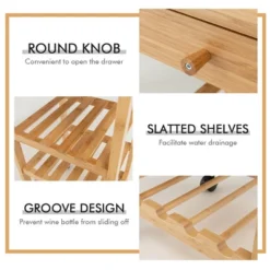 Costway Rolling Kitchen Island Utility Trolley Cart W/Drawer & Wine Rack -Furniture Shop GUEST ed36e5f4 374a 404c 969a f435bfbb5c18