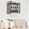 Costway Wall Mounted Wine Rack Industrial 2-Tier Wood Shelf With 3 Stem Glass Holders -Furniture Shop GUEST ed5dd728 a00b 4c64 a7d2 9a0e28aa6a48