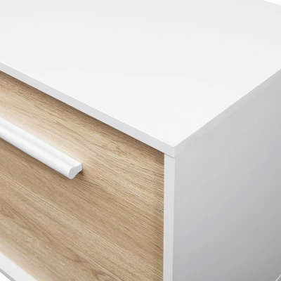 Modern 2 Door TV Stand For TVs Up To 65" Solid White/Coastal Oak/White - Saracina Home 9 Modern 2 Door TV Stand For TVs Up To 65" Solid White/Coastal Oak/White - Saracina Home - Image 7