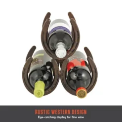 Foster & Rye Horseshoe Countertop Metal Wine Rack, Cast Iron Wine Bottle Holder, Holds 3 Standard Wine Bottles, 10" X 5.5" X 8.5" -Furniture Shop GUEST ed9a3581 cc70 4a5f 9d84 e4ef41ef6f82