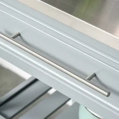 HOMCOM Kitchen Island With Stainless Steel Top, Traditional Kitchen Island With Storage, 2-Tier Open Shelves, Drawers, Light Gray 11 HOMCOM Kitchen Island With Stainless Steel Top, Traditional Kitchen Island With Storage, 2-Tier Open Shelves, Drawers, Light Gray -Furniture Shop GUEST ee0f28a2 279b 4583 8904 c418f37421c6