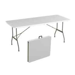 Hastings Home 6' Folding Utility Table With Carry Handle - White -Furniture Shop GUEST eeca4a80 1b19 4998 a700 b6974bcbc1fa