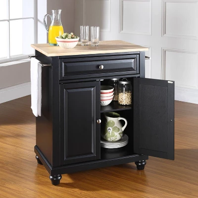 Cambridge Wood Top Portable Kitchen Island/Cart Black/Natural - Crosley 4 Cambridge Wood Top Portable Kitchen Island/Cart Black/Natural - Crosley - Image 2