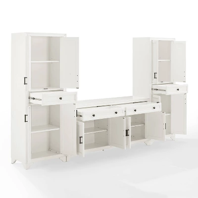 3pc Tara Entertainment Set With Closed Storage Distressed White - Crosley 8 3pc Tara Entertainment Set With Closed Storage Distressed White - Crosley - Image 6