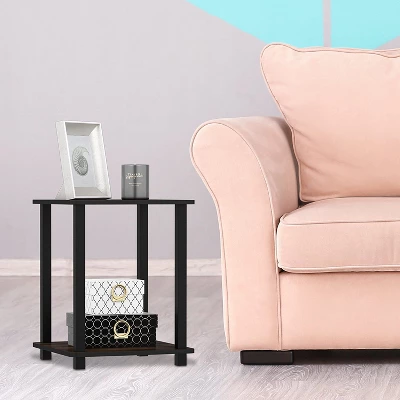 Furinno Furniture Simplistic Wooden Sturdy Square Flat Top Indoor Home Decor End Tables For Bedrooms And Living Rooms, Walnut (2 Pack) 5 Furinno Furniture Simplistic Wooden Sturdy Square Flat Top Indoor Home Decor End Tables For Bedrooms And Living Rooms, Walnut (2 Pack) - Image 3