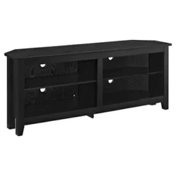 Transitional 4 Cubby Wood Open Storage Corner TV Stand For TVs Up To 65" - Saracina Home -Furniture Shop GUEST efafe04f 1473 41ec b724 7acfdf557b35