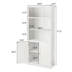 Costway Bookcase Shelving Storage Wooden Cabinet Unit Standing Display Bookcase W/Doors -Furniture Shop GUEST f07a4a67 43d4 4c94 b5cd 4c025f3aaf2a