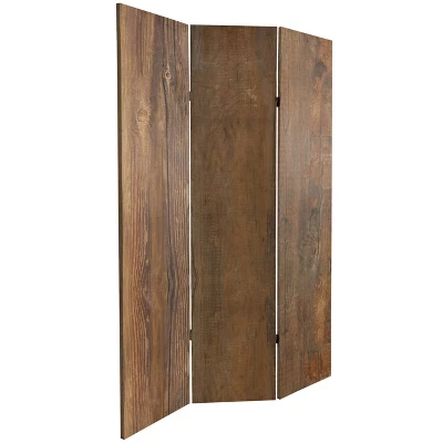 6" Double Sided Wood Grain Canvas Room Divider Brown - Oriental Furniture 6 6" Double Sided Wood Grain Canvas Room Divider Brown - Oriental Furniture - Image 4
