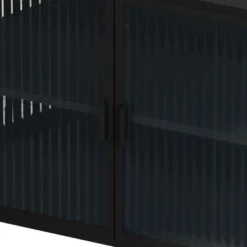 43.31" Contemporary Glass Door Cabinet With Two Levels Of Storage, Black - ModernLuxe -Furniture Shop GUEST f0b0db61 4547 4f84 a288 4ff6410e3a53