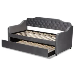 Freda Velvet Fabric Upholstered Button Tufted Daybed With Trundle - Baxton Studio 14 Freda Velvet Fabric Upholstered Button Tufted Daybed With Trundle - Baxton Studio -Furniture Shop GUEST f0b7cd71 135e 402f b2d6 edda20446dfa