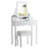 Tangkula Rotatable Mirror Vanity Set Makeup Dressing Table And Stool W/ 5 Drawers 2 Tangkula Rotatable Mirror Vanity Set Makeup Dressing Table And Stool W/ 5 Drawers -Furniture Shop GUEST f0f8fe4e 9c09 4a12 b674 b3d68c51f7ee