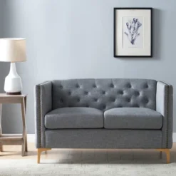 Gasper Tufted Upholstered Loveseat Light Gray - HOMES: Inside + Out -Furniture Shop GUEST f1c2758c 7033 4e4b be39 e2b83761ec9b
