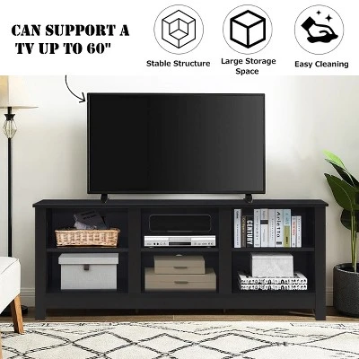 Costway TV Stand Cabinet For TV's Up To 60'' Entertainment Center W/Storage Shelves BlackBrown 7 Costway TV Stand Cabinet For TV's Up To 60'' Entertainment Center W/Storage Shelves BlackBrown - Image 5