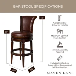 Maven Lane Pullman Wooden Kitchen Bar Height Stool With 180 Degrees Swivel 9 Maven Lane Pullman Wooden Kitchen Bar Height Stool With 180 Degrees Swivel -Furniture Shop GUEST f1f92ad4 2043 49f2 85e4 9c8bc6a2c20c