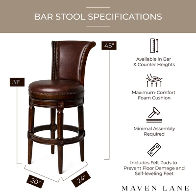 Maven Lane Pullman Wooden Kitchen Bar Height Stool With 180 Degrees Swivel 6 Maven Lane Pullman Wooden Kitchen Bar Height Stool With 180 Degrees Swivel - Image 4