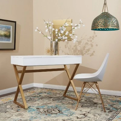 Juliette Vanity Desk Gold Legs With Top White - OSP Home Furnishings 9 Juliette Vanity Desk Gold Legs With Top White - OSP Home Furnishings - Image 7