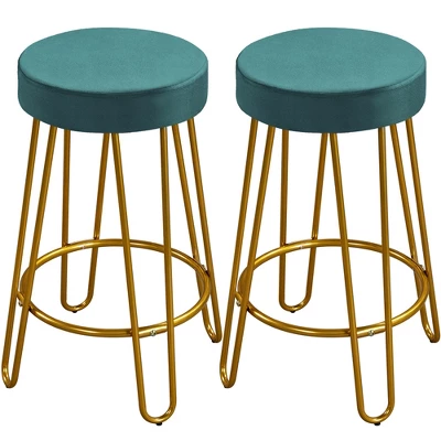 Yaheetech Set Of 2 Upholstered Velvet Counter Stools With Metal Legs 14 Yaheetech Set Of 2 Upholstered Velvet Counter Stools With Metal Legs - Image 12