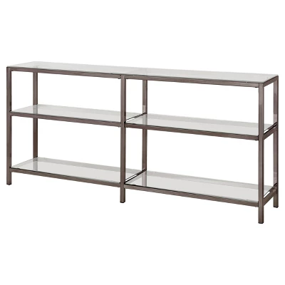 26.75" Contemporary 3 Shelf Console Bookcase With Glass Shelves Black Nickel - Coaster 4 26.75" Contemporary 3 Shelf Console Bookcase With Glass Shelves Black Nickel - Coaster - Image 2