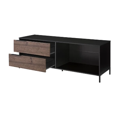 Wood And Metal TV Stand For TVs Up To 58" Brown/Black - The Urban Port 3 Wood And Metal TV Stand For TVs Up To 58" Brown/Black - The Urban Port
