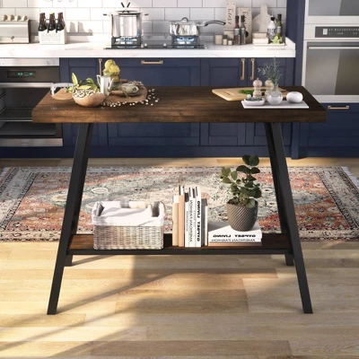 47" Brenter Counter Height Table Weathered Medium Oak/Black - HOMES: Inside + Out 4 47" Brenter Counter Height Table Weathered Medium Oak/Black - HOMES: Inside + Out - Image 2