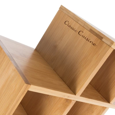 Bamboo 8 Bottle Rack-Space Saving Tabletop Free Standing Bottle Holder For Kitchen, Bar, Dining Room-Modern Storage Shelf By Hastings Home 6 Bamboo 8 Bottle Rack-Space Saving Tabletop Free Standing Bottle Holder For Kitchen, Bar, Dining Room-Modern Storage Shelf By Hastings Home - Image 4