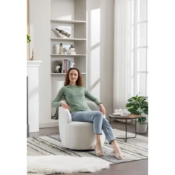 Fannie 25.60'' Wide Small Size Boucle Upholstered 360° Swivel Barrel Chair-The Pop Maison -Furniture Shop GUEST f516616d 0bd0 45d7 8e51 5c8d1f432c5e