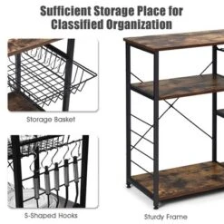 Costway Industrial Kitchen Baker's Rack Microwave Stand Utility Storage Shelf W/ 6 Hooks Steel Black 17 Costway Industrial Kitchen Baker's Rack Microwave Stand Utility Storage Shelf W/ 6 Hooks Steel Black -Furniture Shop GUEST f524f6a1 8ccd 4230 a1ce d001015ca25e
