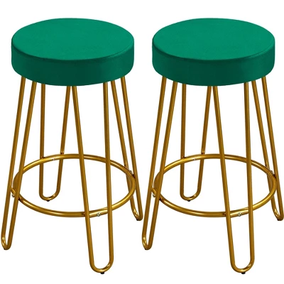 Yaheetech Set Of 2 Upholstered Velvet Counter Stools With Metal Legs 13 Yaheetech Set Of 2 Upholstered Velvet Counter Stools With Metal Legs - Image 11