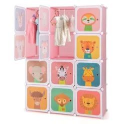 Costway 12-Cube Kids Wardrobe Baby Dresser Bedroom Armoire Clothes Hanging Closet With Door Blue/Pink 23 Costway 12-Cube Kids Wardrobe Baby Dresser Bedroom Armoire Clothes Hanging Closet With Door Blue/Pink -Furniture Shop GUEST f63dac2b c94a 4229 a358 c11774285f08
