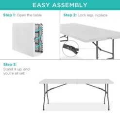 Best Choice Products 6ft Plastic Folding Table, Indoor Outdoor Heavy Duty Portable W/ Handle, Lock For Picnic 13 Best Choice Products 6ft Plastic Folding Table, Indoor Outdoor Heavy Duty Portable W/ Handle, Lock For Picnic -Furniture Shop GUEST f648a035 0a95 4628 afd9 4b38631829d0