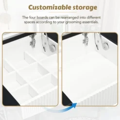 43.3" Modern Vanity Table Set With Flip-Up Mirror, LED Lights And Storage - ModernLuxe -Furniture Shop GUEST f6cd4564 622d 489c 80e9 7715f011a192