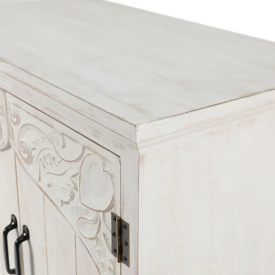 LuxenHome Farmhouse White Wood 2-Door Accent Storage Cabinet. 11 LuxenHome Farmhouse White Wood 2-Door Accent Storage Cabinet. - Image 9