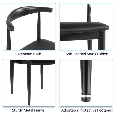 Yaheetech Set Of 2 Armless Dining Chairs With Backrest, Metal Legs And Faux Leather Seat, Black 5 Yaheetech Set Of 2 Armless Dining Chairs With Backrest, Metal Legs And Faux Leather Seat, Black - Image 3