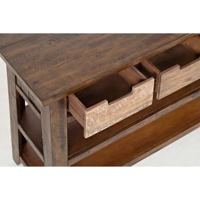 Wooden Sofa Table With 3 Drawers & 2 Shelves Brown - Benzara 7 Wooden Sofa Table With 3 Drawers & 2 Shelves Brown - Benzara - Image 5