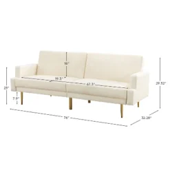 Lanna 76"Wide Vegan Leather Modern Style Convertible Futon Sofa Bed For Living Room Guest Bedroom | ARTFUL LIVING DESIGN -Furniture Shop GUEST f825eb1e 1572 433c 8583 0527f745eeaf