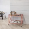 Merrick Lane Rolling Bar Cart Contemporary Kitchen Serving Cart With Mirrored Bottom Shelf And Crisscross Rose Gold Metal Frame -Furniture Shop GUEST f869a6b7 1ffc 4dab a357 aae793ea43e0