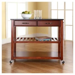Solid Black Granite Top Kitchen Cart/Island With Optional Stool Storage - Classic Cherry - Crosley 11 Solid Black Granite Top Kitchen Cart/Island With Optional Stool Storage - Classic Cherry - Crosley -Furniture Shop GUEST f86a57ee 1609 44f4 ad9e 50f0342e60ae