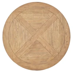 Sierra Round Farmhouse Pedestal Base Wood Dining Table - Inspire Q -Furniture Shop GUEST f8757a24 ea30 47df 8d57 1c1d54d7b8a7