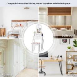 Costway White Vanity Jewelry Makeup Dressing Table Stool Drawer 15 Costway White Vanity Jewelry Makeup Dressing Table Stool Drawer -Furniture Shop GUEST f8b60341 a85d 4a01 8b6b 36fb18d51e8d