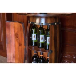 Vintiquewise Rustic Lockable Barrel Shaped Wine Bar Cabinet Wooden End Table -Furniture Shop GUEST f913968a 3ab5 4908 b3a3 55ea74188149