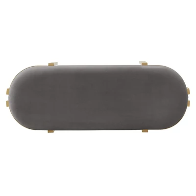 Lepape Upholstered Bench Gray Velvet - Inspire Q 8 Lepape Upholstered Bench Gray Velvet - Inspire Q - Image 6