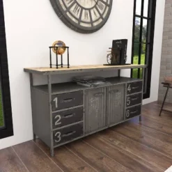 Industrial Wood Buffet Gray - Olivia & May 33 Industrial Wood Buffet Gray - Olivia & May -Furniture Shop GUEST fc445e3c 1b9e 4cc3 8601 e4cdf1a4ad88