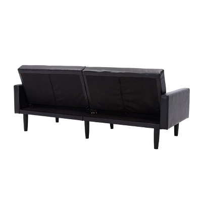 Faux Leather Futon Sofa With Arms Black - Room Essentials™ 8 Faux Leather Futon Sofa With Arms Black - Room Essentials™ - Image 6