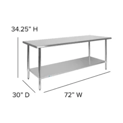 Flash Furniture Stainless Steel 18 Gauge Prep And Work Table With Undershelf - NSF Certified -Furniture Shop GUEST fc8e0216 d686 4ec7 904d 3f04dcab87d8