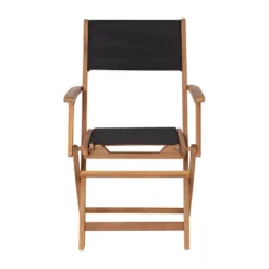 Merrick Lane Set Of 2 Indoor/Outdoor Acacia Wood Folding Patio Bistro Armchairs With Black Textilene Mesh Back And Seat, Natural -Furniture Shop GUEST fcb10732 9efe 4a27 8b97 1538480ffe6b