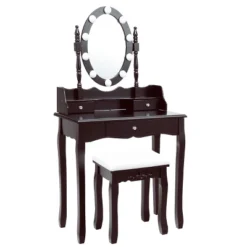 Tangkula Mirrored Vanity Table Set Lighted Makeup Dresser W/ Drawers 15 Tangkula Mirrored Vanity Table Set Lighted Makeup Dresser W/ Drawers -Furniture Shop GUEST fcb333db 8c89 4ccc b0de a09700adbe80