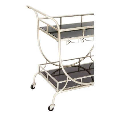 Modern 2 Tier Cart Silver - Olivia & May 4 Modern 2 Tier Cart Silver - Olivia & May - Image 2
