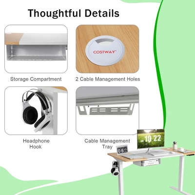 55''x28'' Electric Standing Desk Adjustable Sit To Stand Table W/USB Port WhiteNatural 10 55''x28'' Electric Standing Desk Adjustable Sit To Stand Table W/USB Port WhiteNatural - Image 8