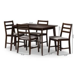 5pc Nadine Modern And Contemporary Walnut Finished Fabric Upholstered Dining Set Light Gray, Brown - Baxton Studio 11 5pc Nadine Modern And Contemporary Walnut Finished Fabric Upholstered Dining Set Light Gray, Brown - Baxton Studio -Furniture Shop GUEST fd5e9484 e901 4eea a256 e3abf6be9603